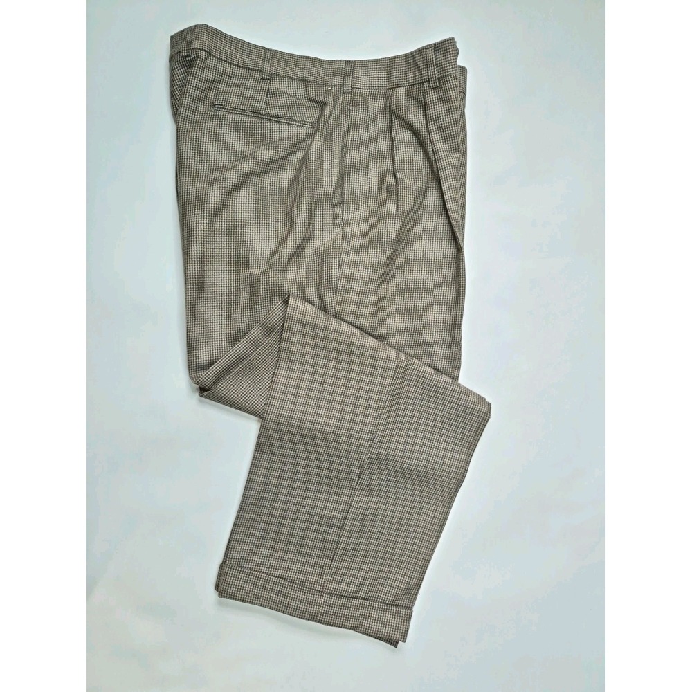 Vtg Brooks Brothers Men's 38x30 Pleated Wool Dress Pants Brown Houndstooth USA
